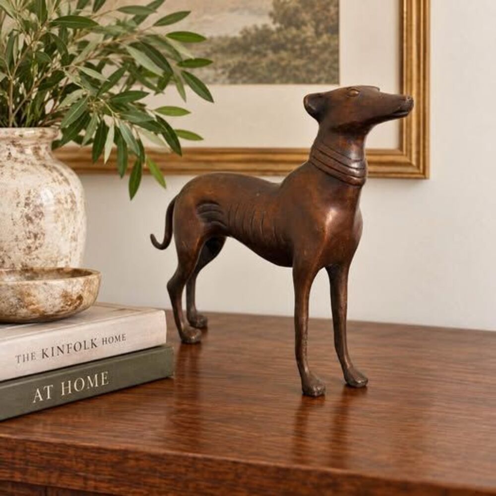 Vintage Brass Greyhound Dog Statue